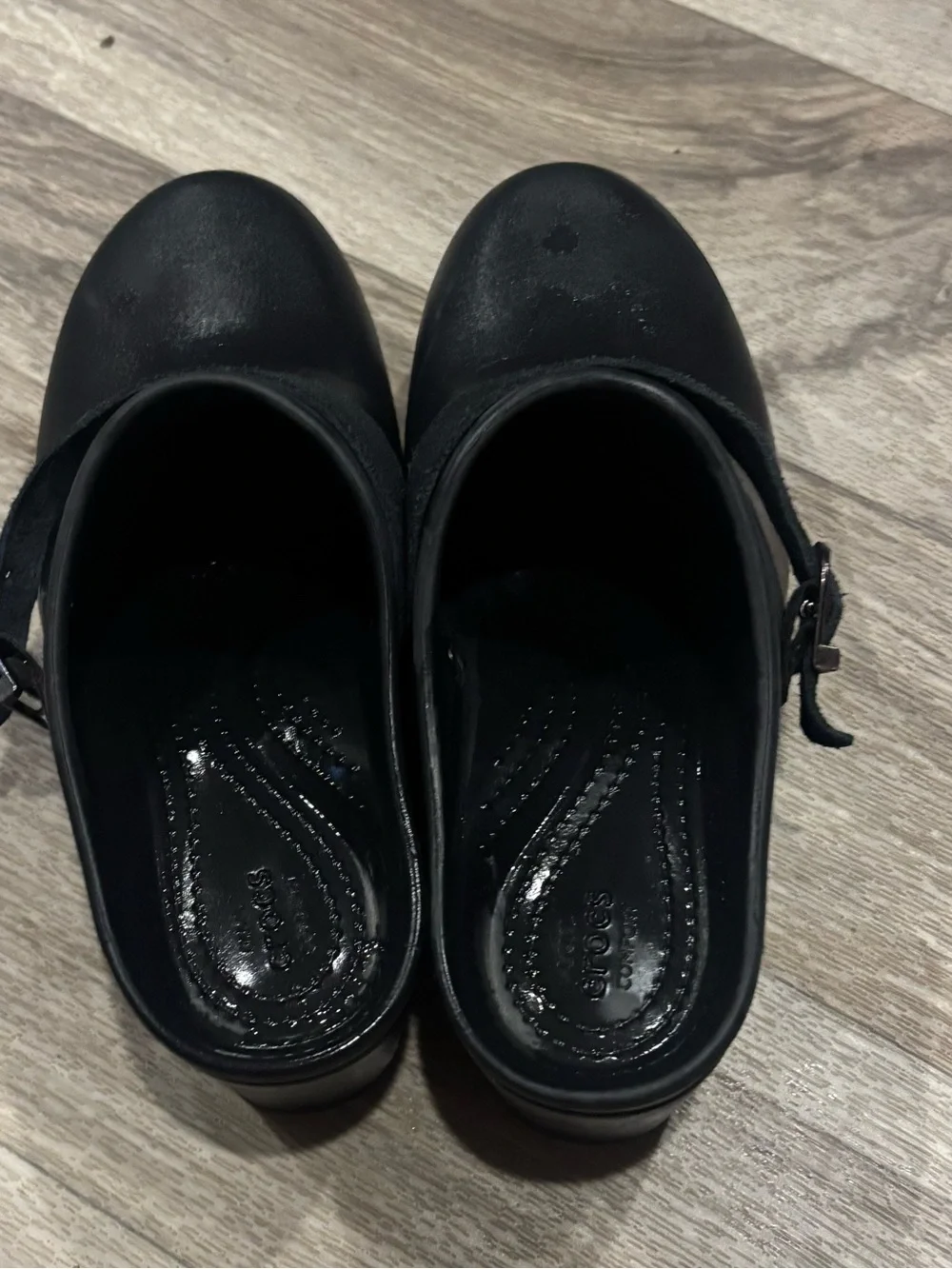 CROCS women Sarah dual Black Clog Slip-Ons with Adjustable Heel Strap